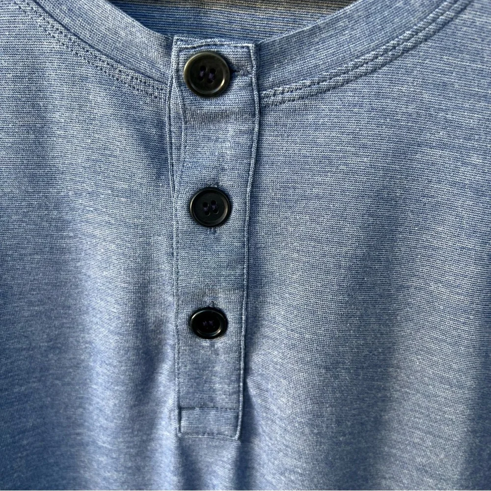 Lululemon Men’s T.H.E. Henley Long Sleeve Shirt SIZE LARGE HEATHERED Dark Cobalt - Picture 3 of 6